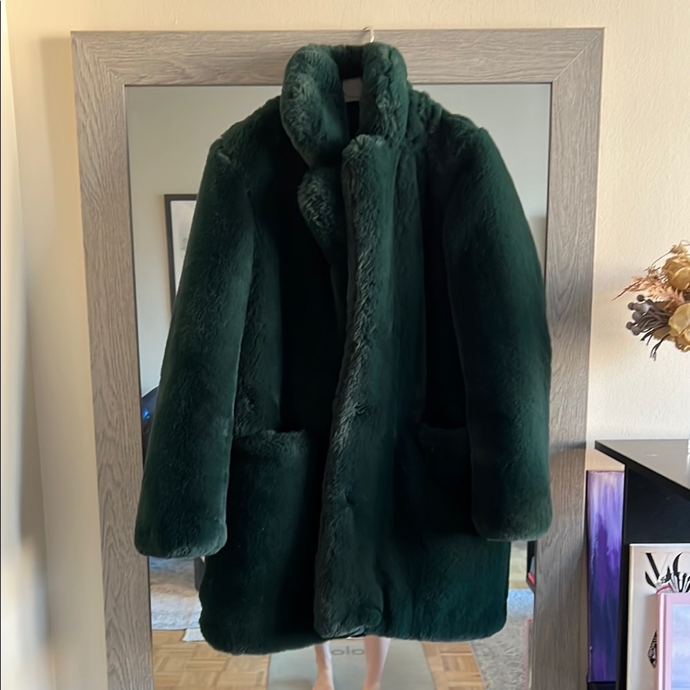 Luxurious Green Faux Fur Coat